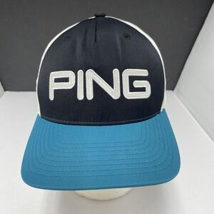 PING Golf Hat Cap Mens  Blue White 110 FlexFit SnapBack Adjustable Outdoor Sport